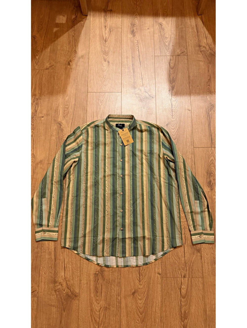 Manto Men’s L Band Collar Long Sleeve Button-Up Shirt